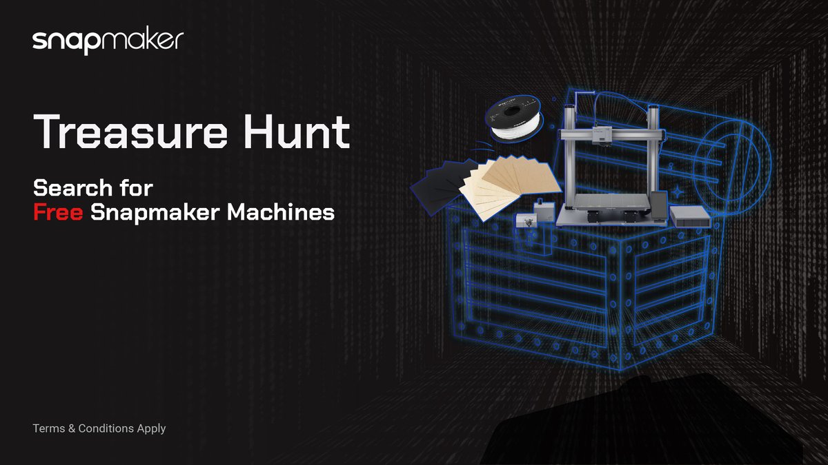 snapmaker's tweet image. Let's go on a #TreasureHunt in #SnapmakerWonderland!

Snapmaker machines, 10W Laser Modules and various materials are waiting for you. Follow the instructions and find the secret password to get the chance to win.

🧭Enter now: bit.ly/2ZTHAd3
#giveaway #competition