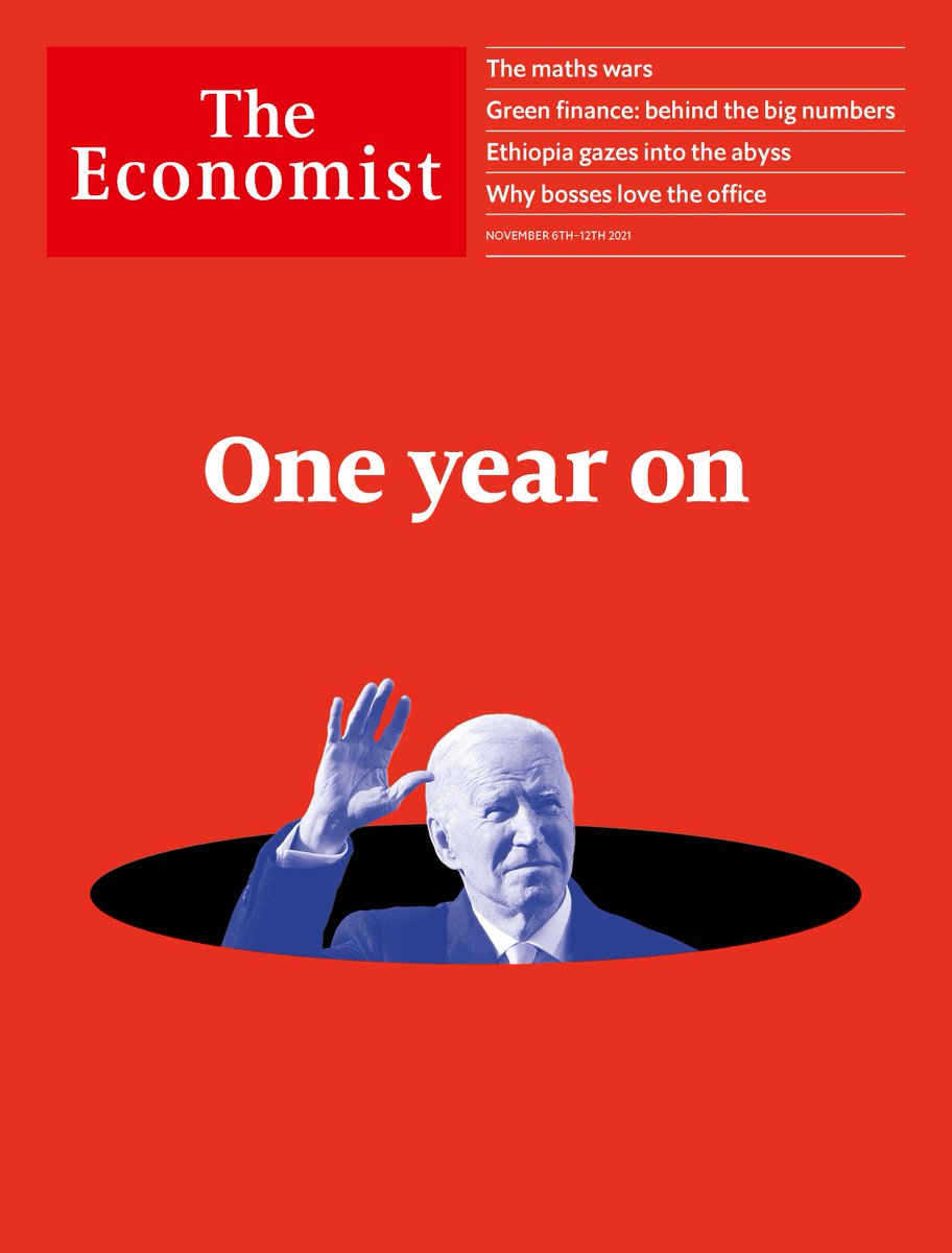 TheEconomist's tweet photo. To win over moderate voters, Joe Biden needs to distance himself from the Democrats’ left fringe. Otherwise America could well face four more years of Donald Trump. Our cover this week https://t.co/KZYuw0TfDE https://t.co/iXFqmIkaMO