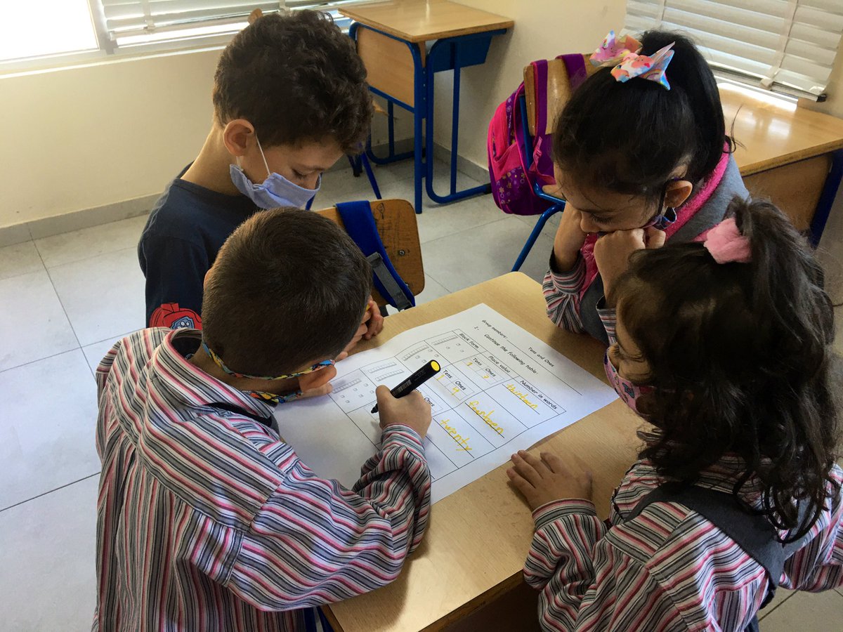 samah_hosna's tweet image. Count the blocks ... Fill in the place value ...Write the number in word form! 
This was our #cooperativelearning activity in grade 1 @MakAishaSchool  #math_is_fun