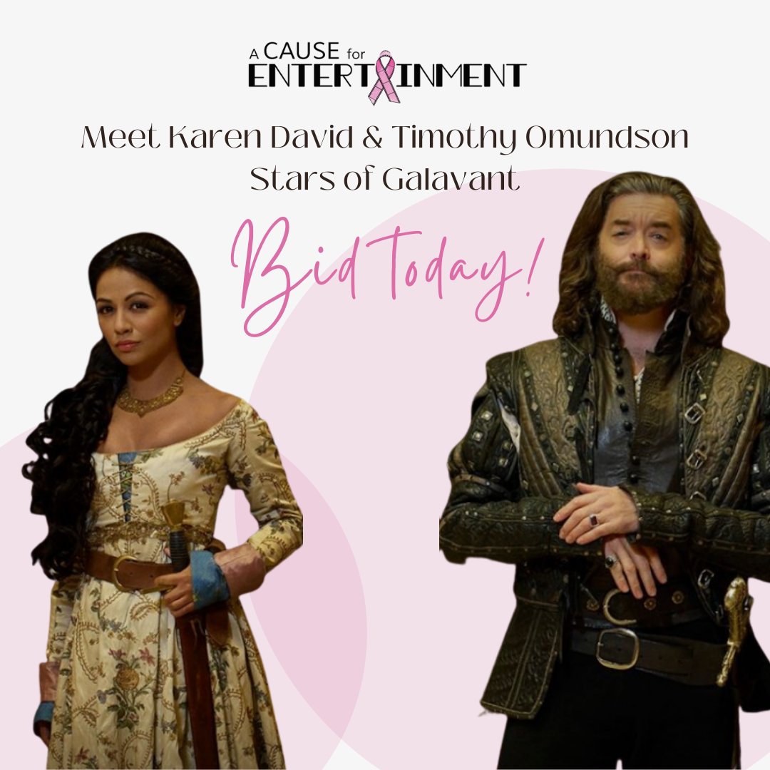 ACauseforEnt's tweet photo. You can now bid for your chance to Virtually Meet with Galavant Stars Karen David and Timothy Omundson via Looped! Place your bids at https://t.co/VLIKwgw7ki https://t.co/Zf5kQE1Wad