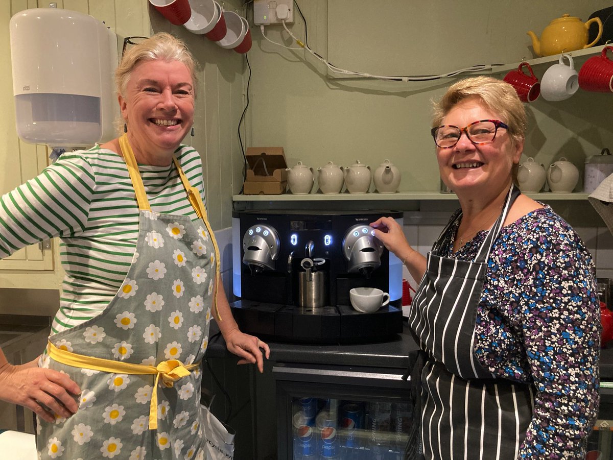 MidDorsetMencap's tweet photo. Claire and Jan welcome you to Mid Dorset Mencap’s new cafe! Browse our shop and enjoy tea and cake at the same time. 
#mencap #Dorchester #newcafe #cafe #charityshop #learningdisabilities https://t.co/1OpI5rFQU0