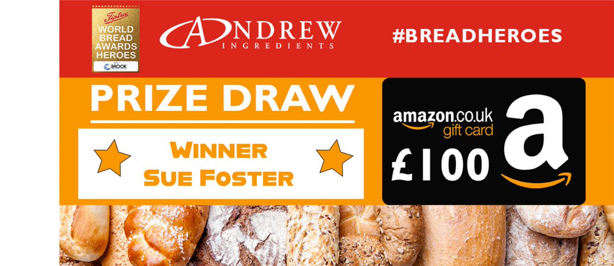 AndrewIngred's tweet photo. Congratulations to our Bread Heroes goody bag prize draw winner Sue Foster!!! Happy spending 😀
#breadheroes #worldbreadawards #andrewingredients https://t.co/4K1UOKeaX5