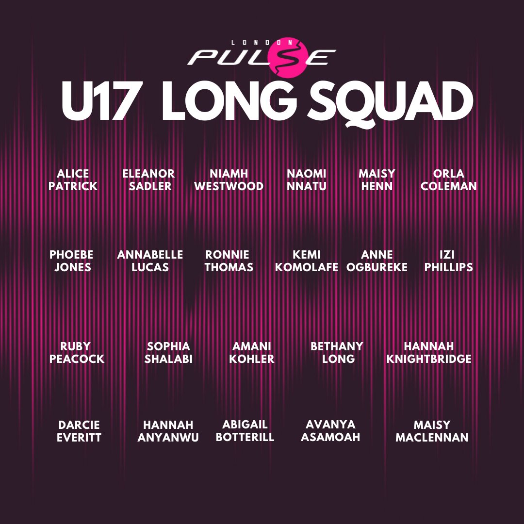 And now it's time to announce our U17 Long Squad.

Head Coach Fran Plom and Assistant <a href="/MeilzB/">Amelia Brooks</a> have been so excited by what this group have brought to the court in training.

#ProudToBePulse