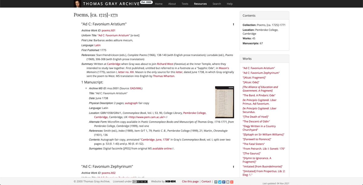 C18AH's tweet photo. Very happy to announce the Thomas Gray Archive Autumn 2021 update! Read all about our recent work at the #ThomasGrayArchive:
https://t.co/6jtmPQJ2Sl
#c18th #poetry #dh #c18dh #ThomasGray #18thcentury #ThomasGray2021 #findingaid https://t.co/YEPZ4YMNnE