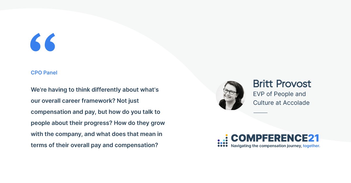 payscale's tweet photo. Did you catch our people leading peers panel at #Compference21?

People, Pay, &amp; Possibility featured #HRLeaders from @BeyondTrust, @Accolade, @KastleSystems &amp; @payscale discussing the most pressing issues impacting #HR &amp; business strategy.

Here are some of our favorite excerpts: https://t.co/Ak0hYPRSEj