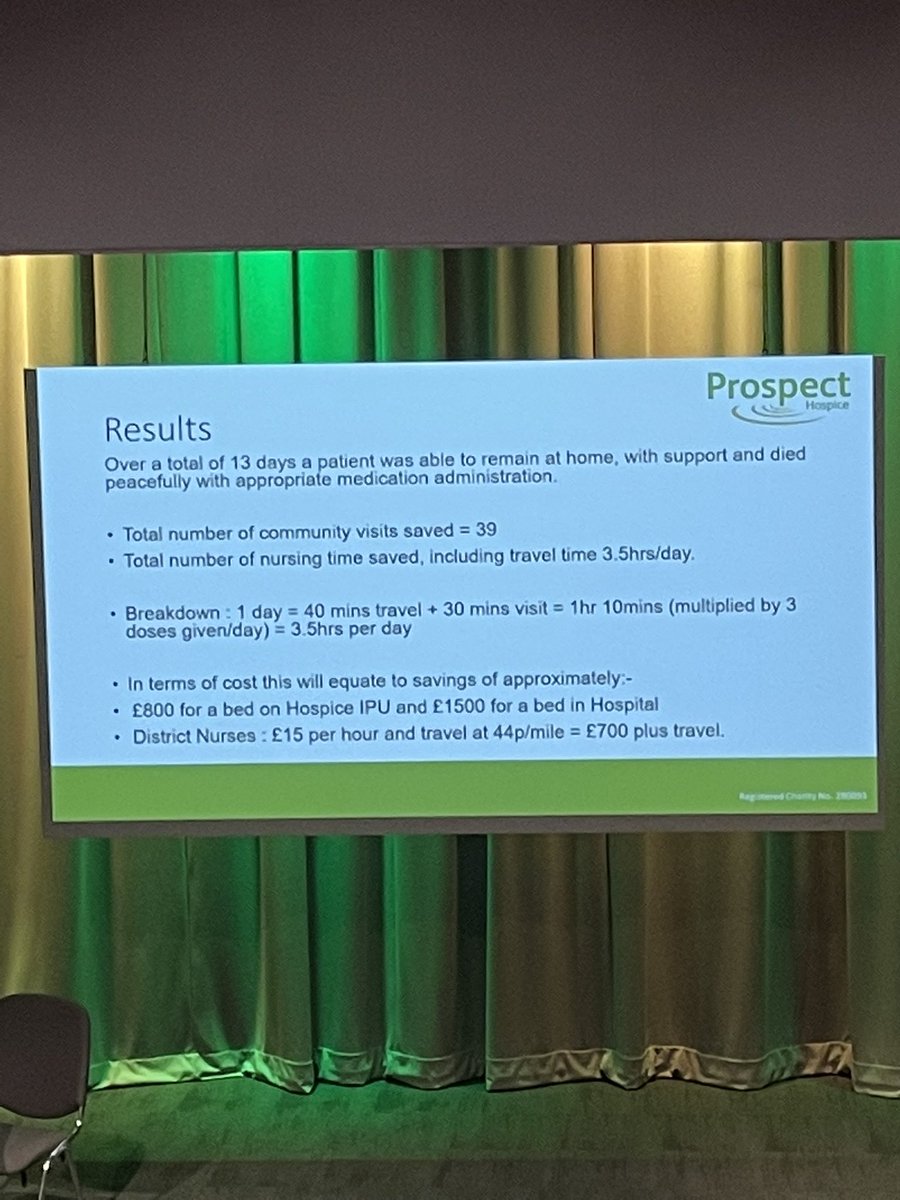 Impact of supporting carers to give subcutaneous meds- not only financial but empowers carers and timely symptom control for patients. I wonder how often untrained carers/family turn to 999 for anticipatory meds administration  #HUKConf2021