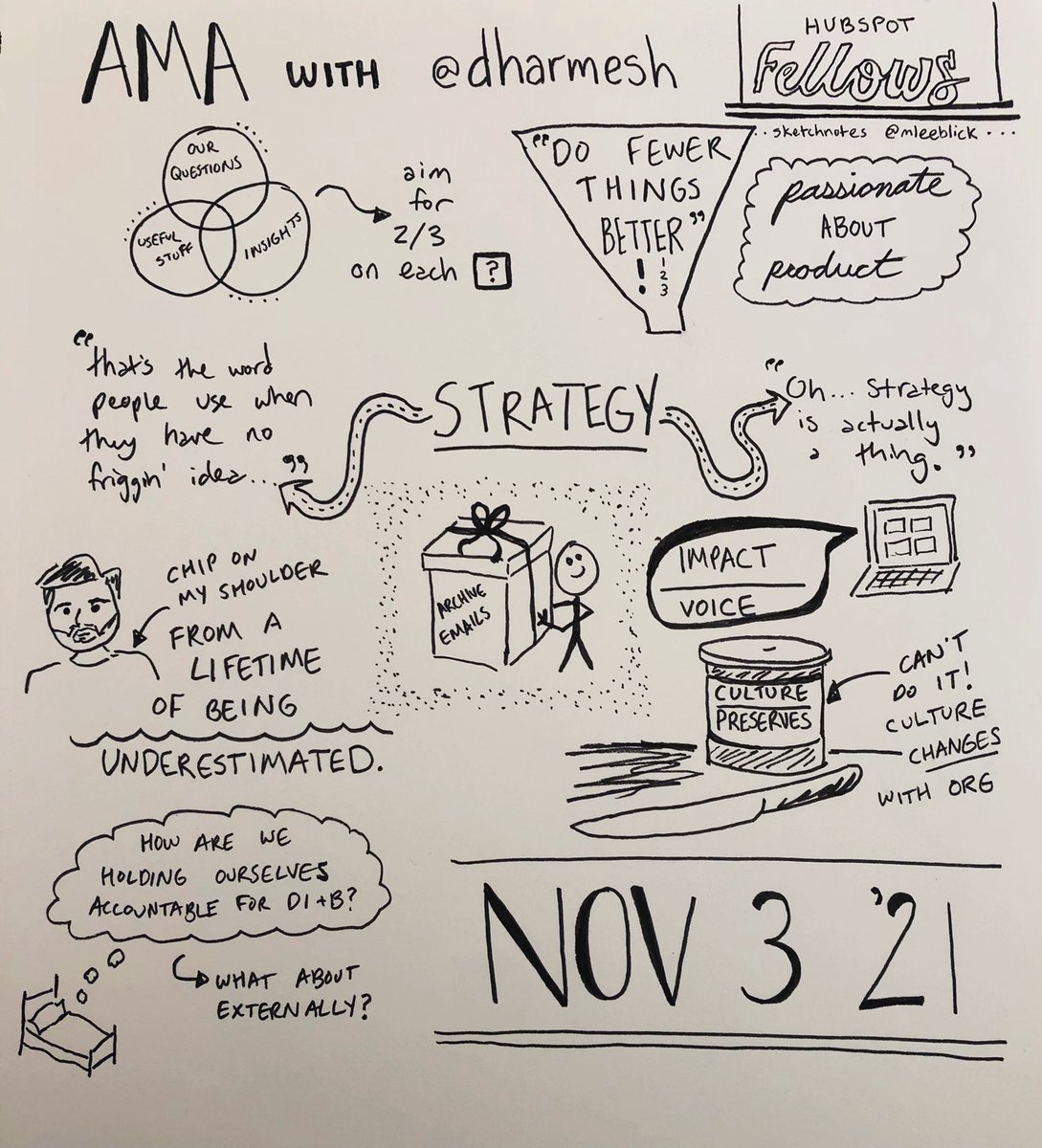 Had an AMA yesterday with our cofounder and CTO <a href="/dharmesh/">dharmesh</a> - as soon as he shared the advice “do fewer things better” I had to break out my pen and attempt to keep up with some sketchnotes!
