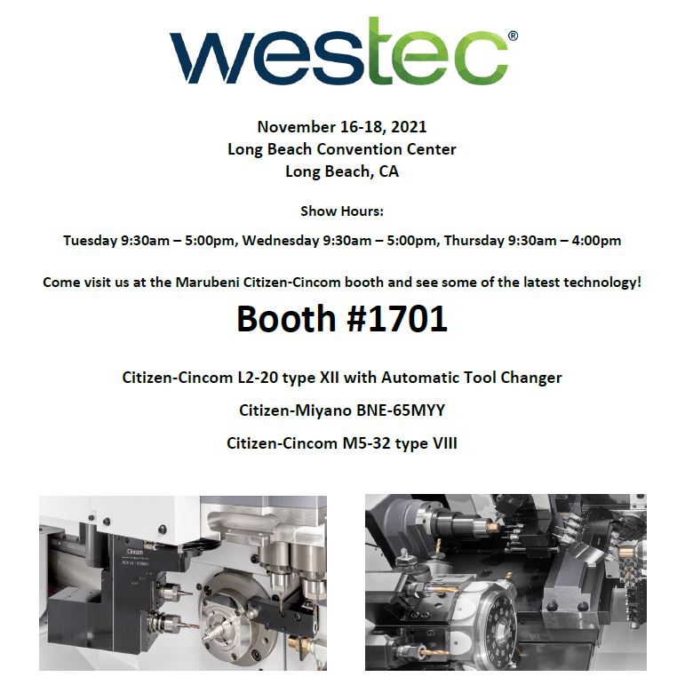 spinmach's tweet photo. Westec 2021 - Citizen-Cincom and Miyano Machines - PREVIEW AND INVITE from Spinetti Machinery - https://t.co/npaRZKclqR https://t.co/rZSVcRnHZR