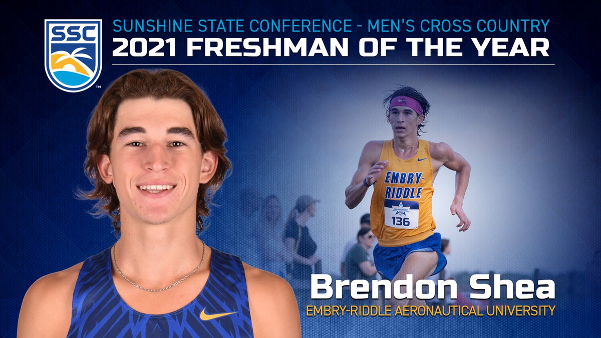 D2SSC's tweet photo. Brendon Shea of Embry-Riddle is named Freshman of the Year after finishing ninth at the conference championship. Shea is the fourth consecutive Eagle to be honored by conference coaches.
Full Story: https://t.co/rI1TRDGp0w | #SSCxc π΄βοΈππ½ https://t.co/IuftwYo14I