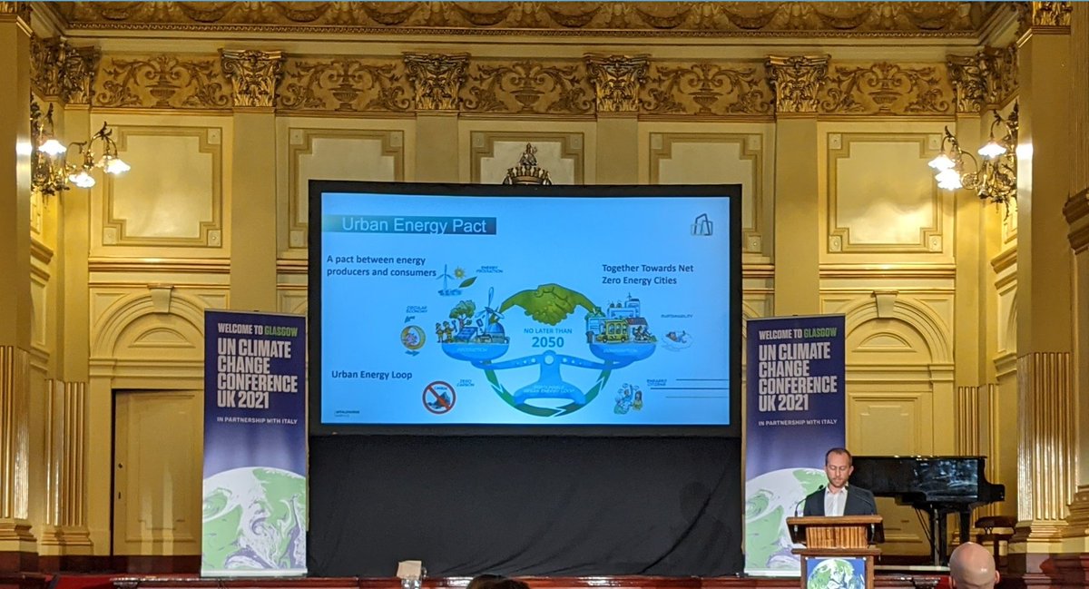 Urb_En_Pact's tweet photo. @NicolasBonnet63 from @ClrmntMetropole , @TTruskolaski from Bialystok in Poland, and @AleksiJantti from Tampere in Finland presenting the Urb-En Pact network in Glasgow city chambers!
#COPaction #COP26Glasgow @COP26 @URBACT https://t.co/8R4xlNQUPn