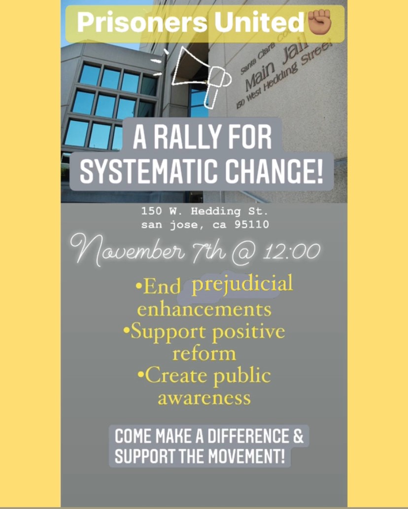 svdebug's tweet image. They have rallied for their human rights inside Santa Clara County Jails, they have gone on hunger strikes to protest the violence of incarceration.On Sunday, Prisoners United calls on the larger community to join in a united demand for systemic change!Join us! #ProtectYourPeople