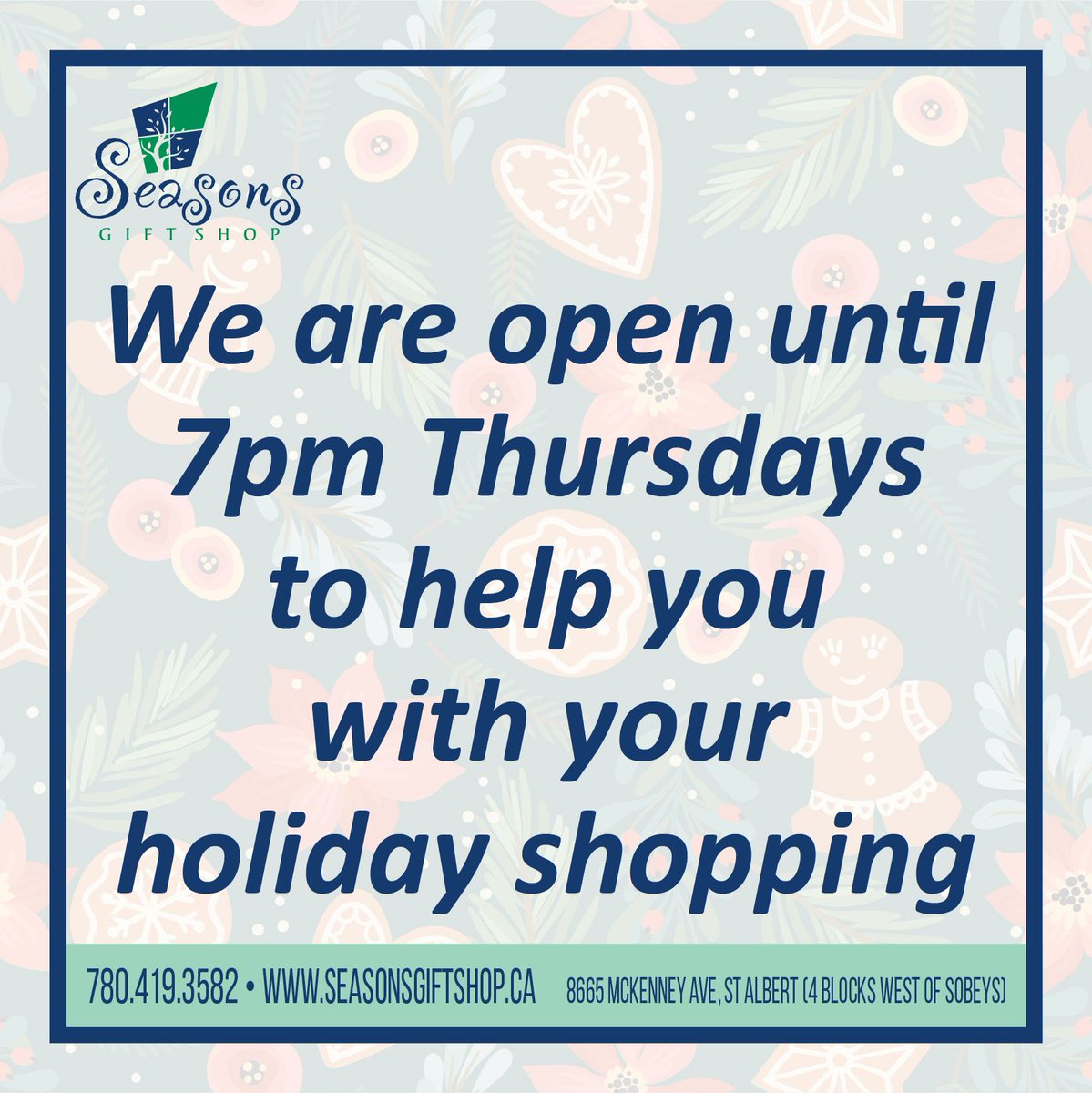 SeasonsGiftShop's tweet photo. We are open tonight until 7pm! Stop by after work and start your holiday shopping!
#t8n
#shopt8n
#yeg
#stalbert
#giftshop
#seasonsgiftshopT8N
#SeasonsGiftShopOnline https://t.co/ALCTZRyCMl