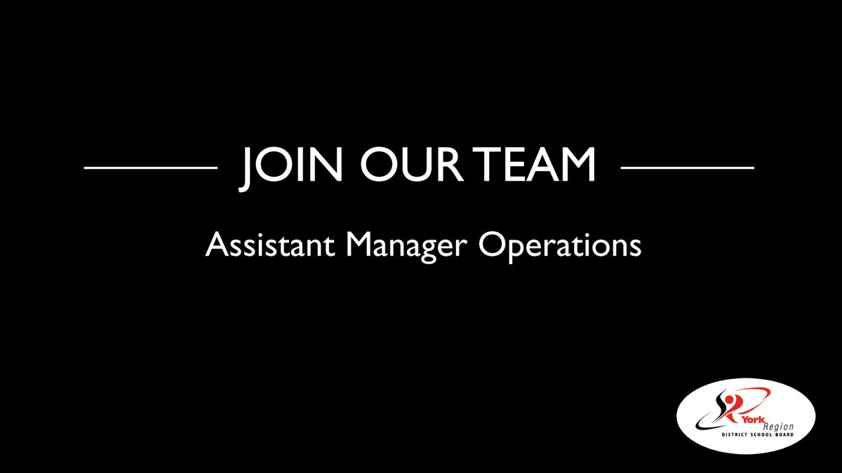 YRDSB's tweet photo. We're hiring! Work with #YRDSB as an Assistant Manager Operations.

Learn more or apply now: https://t.co/KpZp4ntZRs https://t.co/CBSasAADaJ