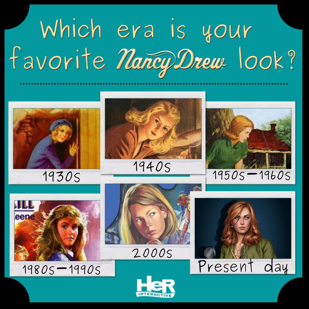 HerInteractive's tweet photo. When you picture Nancy, which version pops into your head? #NancyDrew #TBT https://t.co/1HMQi1PUIs