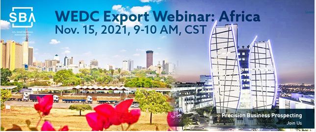 WEDCNews's tweet photo. Thinking about expanding your global trade to #Africa? Join WEDC for a FREE webinar on 11/15 for details on our upcoming virtual trade venture to Africa. Sign up now: https://t.co/yv3K4IcAKF https://t.co/0ReJJpQ33V