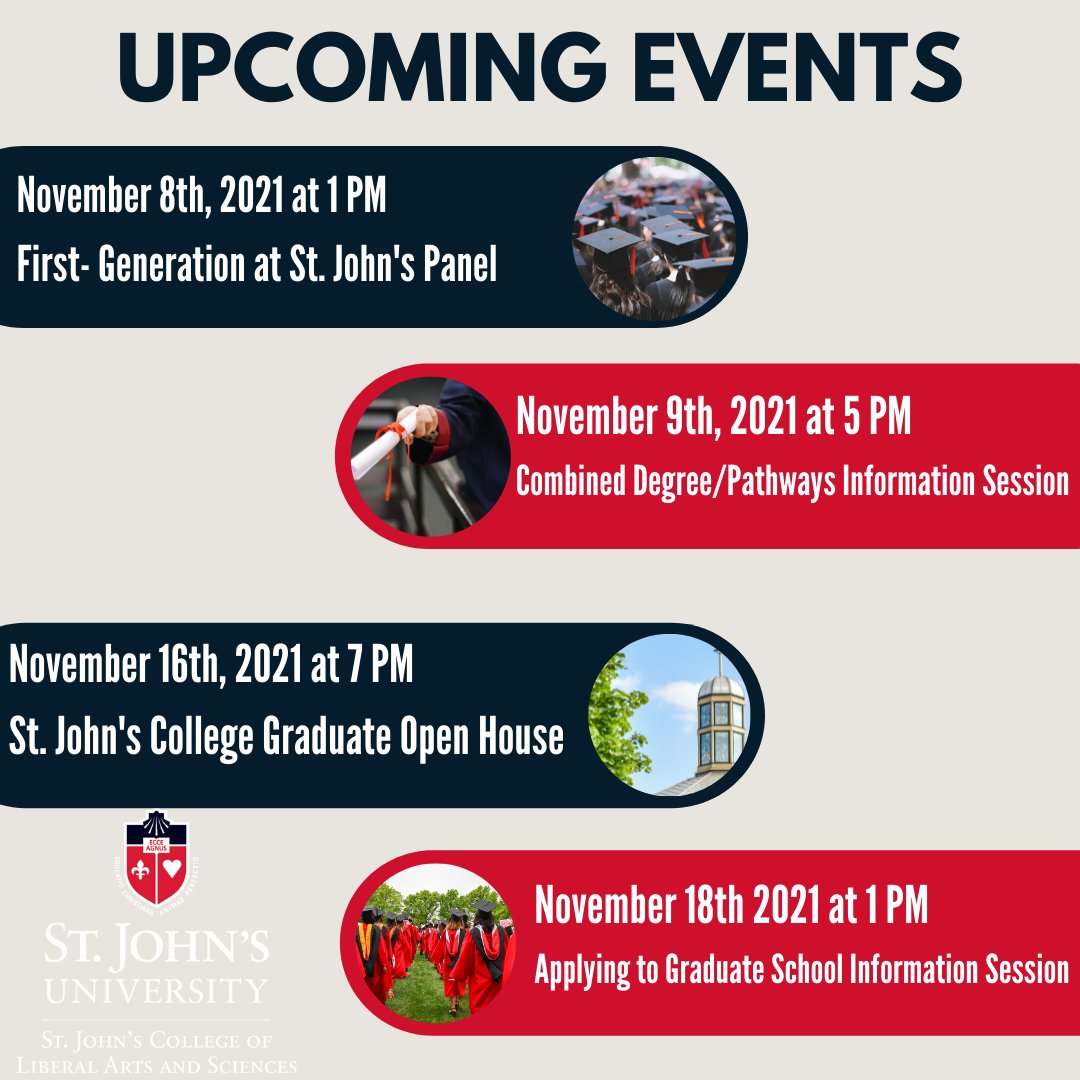 stjohnsartssci's tweet photo. This month, St. John's College will be celebrating First-Generation students! We have great events coming up to bring together this community! Are you first-gen? Join us throughout the month! Registration links for these events can be found in bio π #firstgenerationcelebration https://t.co/HLJ4ArV2ox