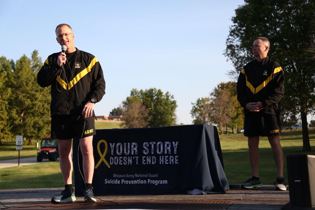 Missouri_NG's tweet photo. On September 24th, Members of #MoGuard, Civilians and their families came together at for “The One Run.” An event in which we took a moment to reflect on those that we have lost to suicide.  You never know if you may be the right voice in their life so make sure to reach out. https://t.co/QP9CljmmYn