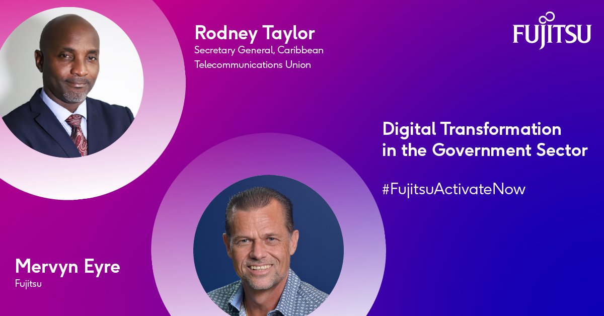 AndrewD246's tweet photo. Join Rodney Taylor, Secretary General of Caribbean Telecommunications Union and Mervyn Eyre, Head of Fujitsu CALA as they discuss how #DX in Government aligns with the UN’s Sustainable Development Goals

Get #FujitsuActivateNow On-Demand >> https://t.co/ZpnkxfMEkl https://t.co/mqwySPi9op