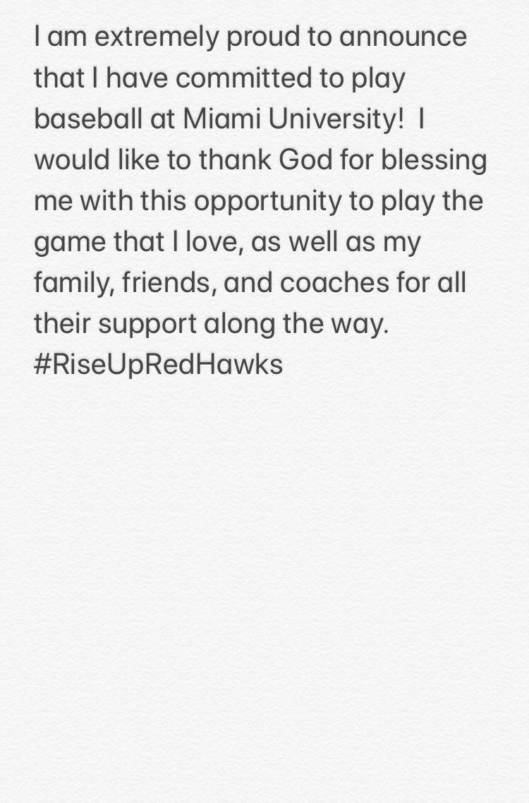 NickVardavas11's tweet photo. COMMITTED!! @MiamiOHBaseball @T3_Warhawks @CincyFlames2022 @hoover_vikings #RiseUpRedHawks https://t.co/NPYySUEzbf