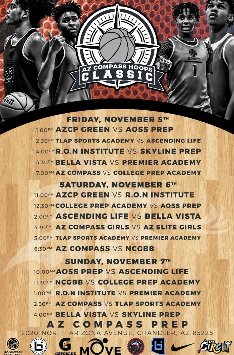 HSCircuit's tweet image. The Compass Classic presented by @TheCircuit tips TOMORROW ⏳

The @HSCircuit kicks off at @AZCompass_Prep &amp;amp; @PospichalB will be in attendance 🎬

🗓️ November 5-7
📍 Chandler, AZ
🌵 AZ Compass Prep

Schedule 👇🏾
theseasonticket.com/news_article/s…