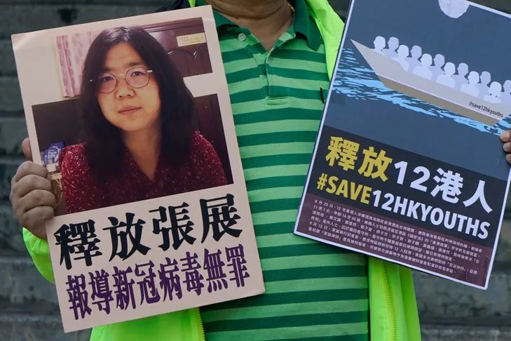 dorianmalovic's tweet photo. ALERTE La « citoyenne journaliste » chinoise Zhang Zhan est en danger de mort. Un appel urgent de @RSF_fr @RSF_inter pour sa libération, condamnée à 4 ans pour avoir informer sur le drame de #Wuhan début 2020. Dans @LaCroix https://t.co/HFkO78KNdL @badiucao picture. https://t.co/Zr9kaCHjqB