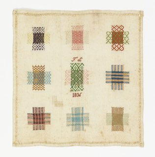kateStrasdin's tweet photo. As the world watches #COP26 &amp; challenges of a sustainable future, so I was thinking of skills we could do with re-acquiring. This 1836 darning sampler shows repair stitches commonly in use. Increasing numbers of people are advocating as menders. I need to learn! @cooperhewitt https://t.co/9h7EMsA4MV