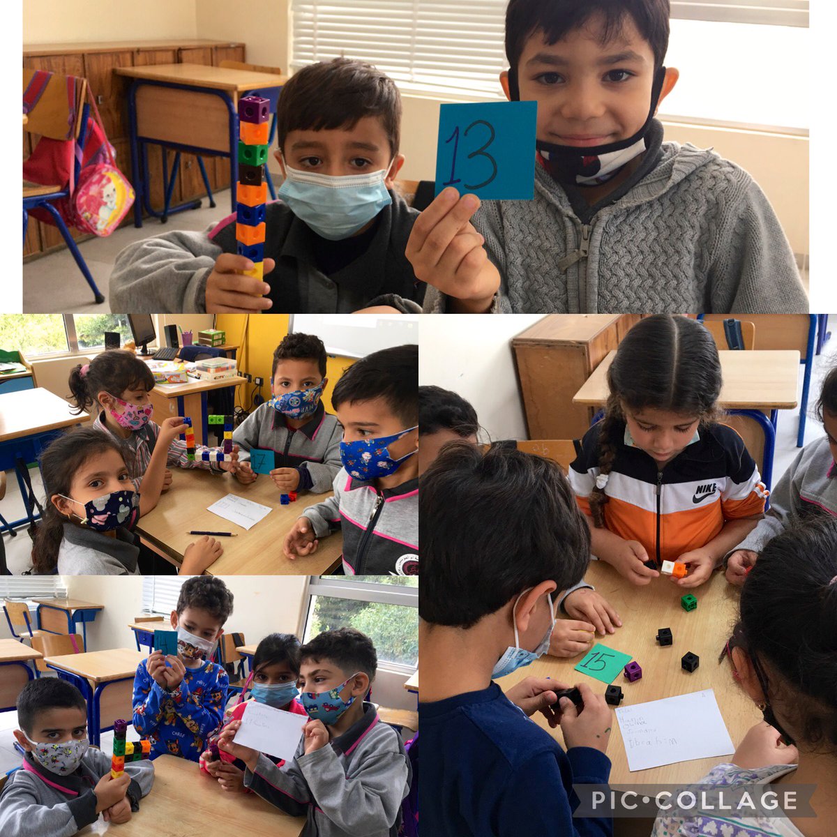 samah_hosna's tweet image. Check your number and build it ... Then write it in word form ! 
First graders built numbers up to 20 using cubes @MakAishaSchool . @FawziehHn #math_is_fun #numbers