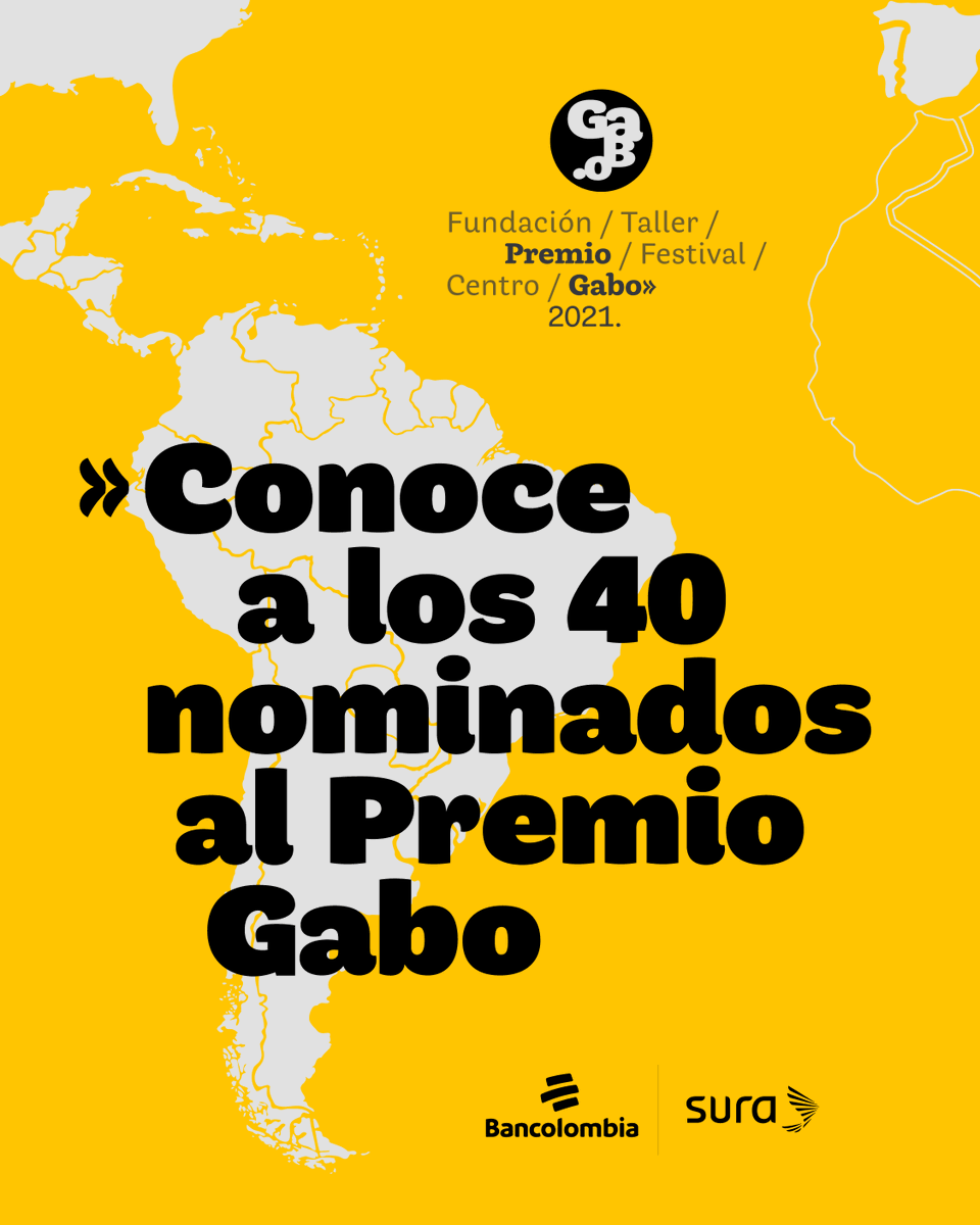 FundacionGabo's tweet photo. 🥁🥁🥁

Aquí están los 4���⃣0️⃣ nominados al #PremioGabo 2021 🏆 en las categorías Texto, Imagen, Cobertura e Innovación. 

🔗 Sigue el enlace y conoce lo mejor del periodismo iberoamericano.👉🏾https://t.co/OrxJzB61uU https://t.co/am1d81uy3e
