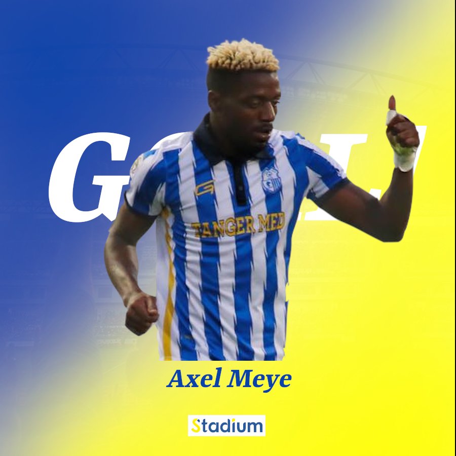 Stadium_ga's tweet photo. 🚨#StadiumAlert | Maroc🇲🇦 : BUUUUUT D'AXEL MEYE ! Le Gabonais a inscrit son deuxième but de la saison avec l'Ittihad Tanger, contre le Difaa El Jadida. Le score est de (3-0) pour Tanger à la pause. #Stadium_ga #Gabon #AxelMeye https://t.co/w5q0IfXE9O