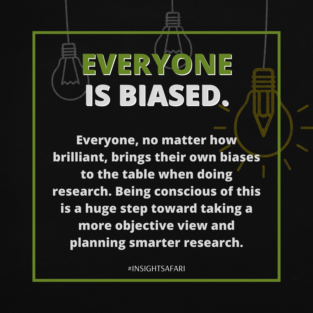 All researchers are biased, because they are #human.  The best researchers know how to spot their own bias and consider data more objectively. #marketresearch #businessresearch #consumerresearch #cognitivebias