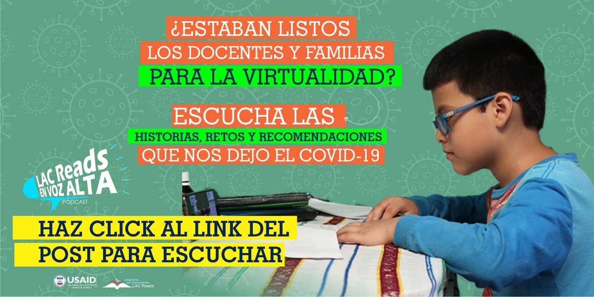LAC_Reads's tweet photo. ¡El #COVID19 sigue impactando en la educación! 😷

Les compartimos historias de madres y padres de familias; retos de los docentes de la región y algunas recomendaciones 😎

Escucha nuestro #podcas haciendo click al link: https://t.co/sOlFuawrfG 👈👈👈

 #lacreadsenvozalta https://t.co/XCEjCe99rx