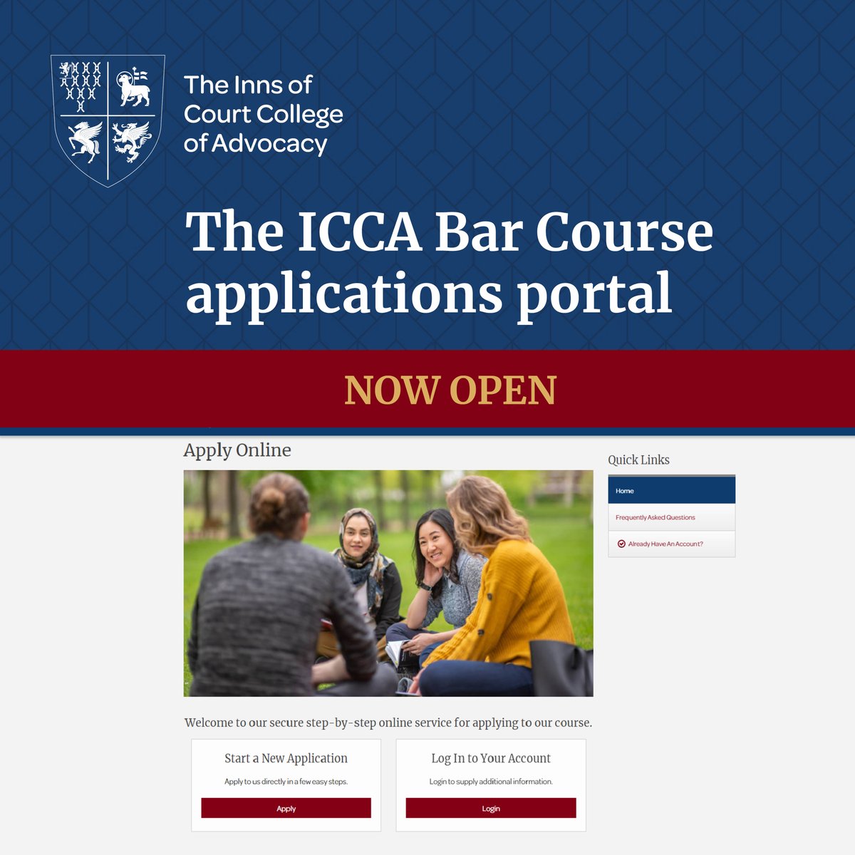 Our applications portal is now open!  

Apply for a place on the coveted ICCA Bar Course for start dates commencing September 2022 and January 2023. 

Visit bit.ly/3k40Co0 

#ForFutureBarristers #pupillage #lawstudents #IamtheBar #BarCourse