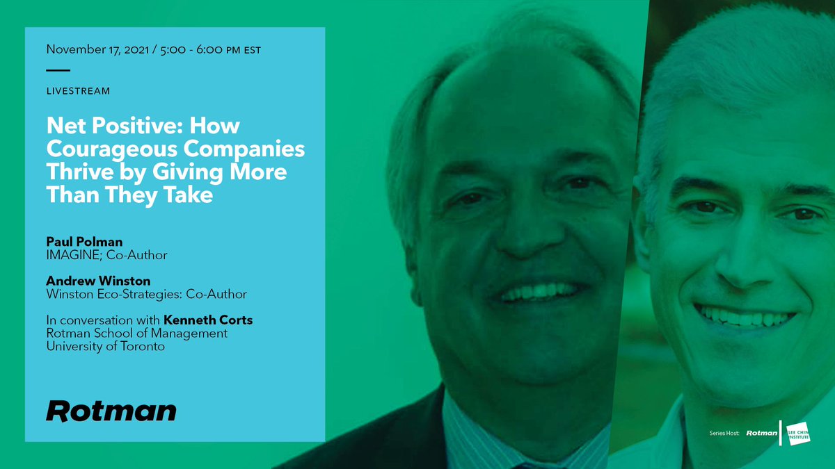 Can multi-national companies be good citizens too? Former CEO of  <a href="/Unilever/">Unilever</a> <a href="/PaulPolman/">Paul Polman</a> &amp; sustainable business guru <a href="/AndrewWinston/">Andrew Winston</a> think so. Join the 1hr livestream co-presented with the <a href="/Lee_Chin_Inst/">Lee-Chin Institute</a> about their new book Net Positive. sforce.co/3BPEmUV Nov.17 | 5 - 6 p.m