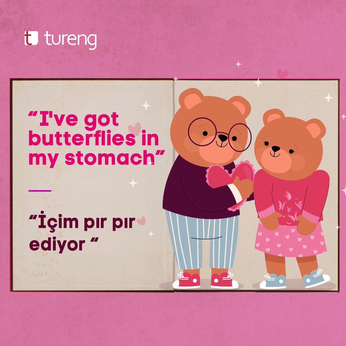 turengcom's tweet photo. “I’ve got butterflies in my stomach.” ifadesinin Türkçe karşılıklarından biridir.

#idioms #deyim #expressions #tureng https://t.co/mmaD3aSNMc