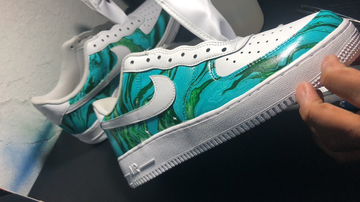HydroGraphicsL1's tweet photo. “Globetrotters” affectionately called by our team members these hydro dipped Airforce 1’s are vibrant and ready for the street #art #Hydrodip #HydroGraphics https://t.co/NtqNCnHLuR