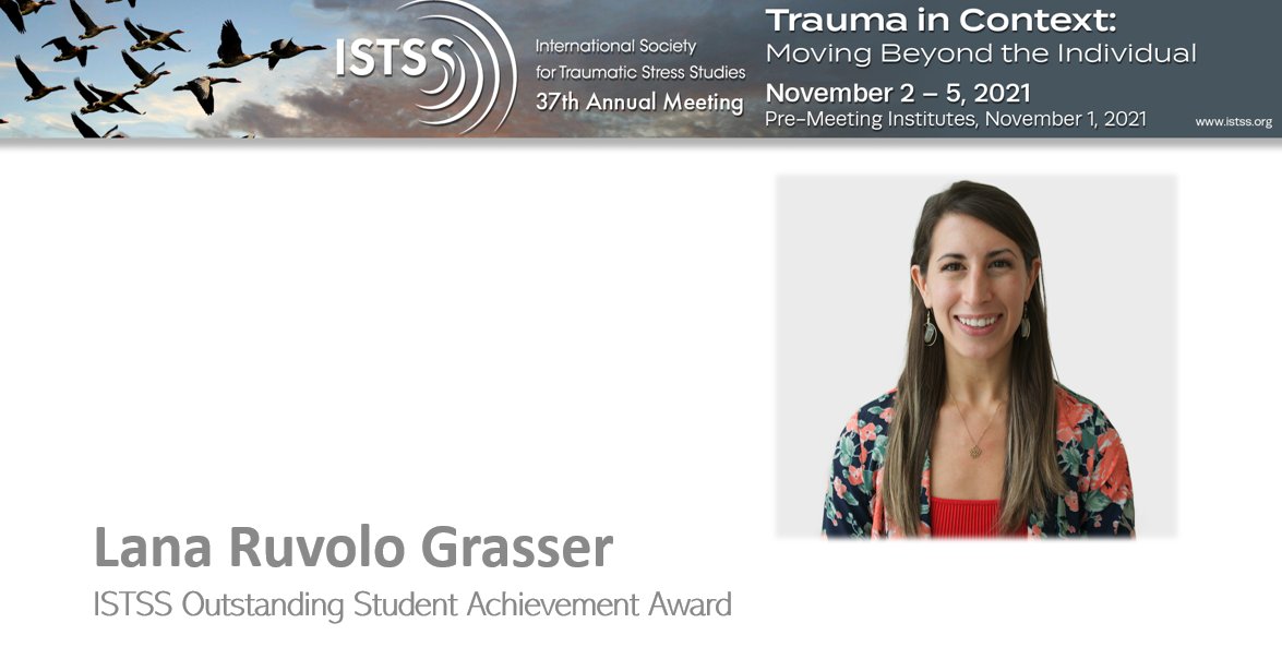 ISTSS_Students's tweet photo. Congratulations to Lana Ruvolo Grasser for the #ISTSS21 Outstanding Student Achievement Award! You go girl! 🏆😍💯
@ISTSSnews @ScientificRuvvy https://t.co/PQnQaGip0l