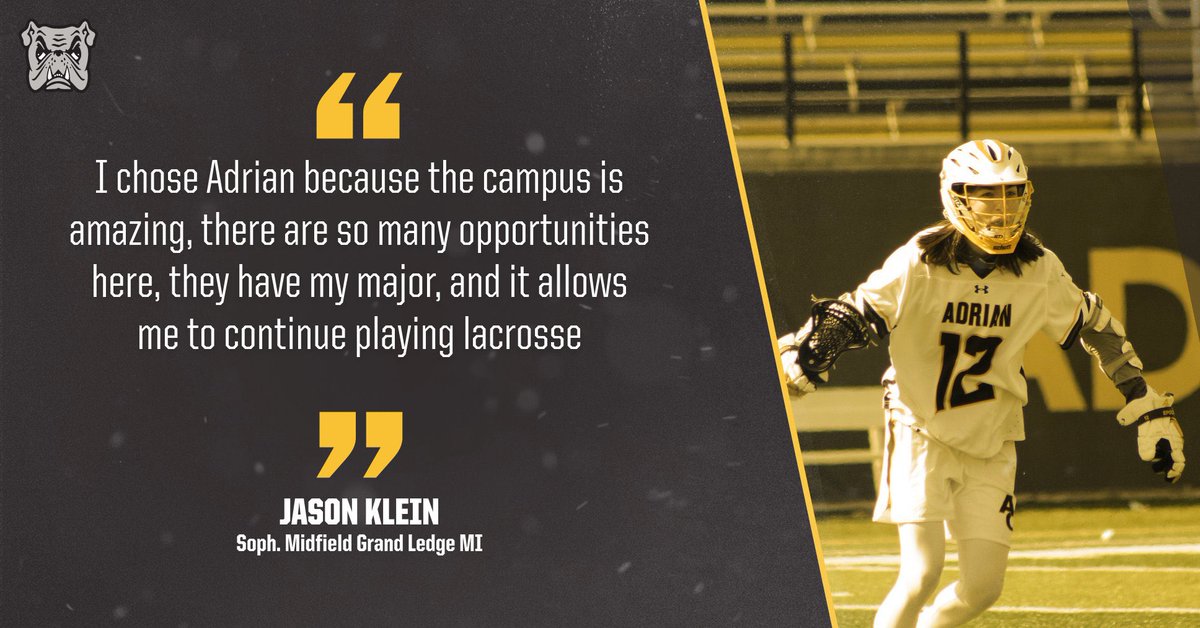 ACmenslax's tweet photo. Jason Klein is a sophomore from Grand Ledge, MI. He is studying marketing and played in every single game last year as a freshman. Here is why he chose Adrian College! #WeAreAC https://t.co/TcJuIgOFro