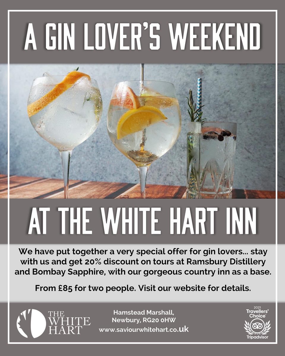hart_inn's tweet photo. Let the celebrations be-GIN! 
Base yourself halfway between the two superb distilleries - Bombay Sapphire and Ramsbury. We have gorgeous food, real ale brewed on site, and a great wine list. How to book your gin lovers weekend’ info here ➡️ https://t.co/gL4ojNA7Lr https://t.co/ien6SHFH86