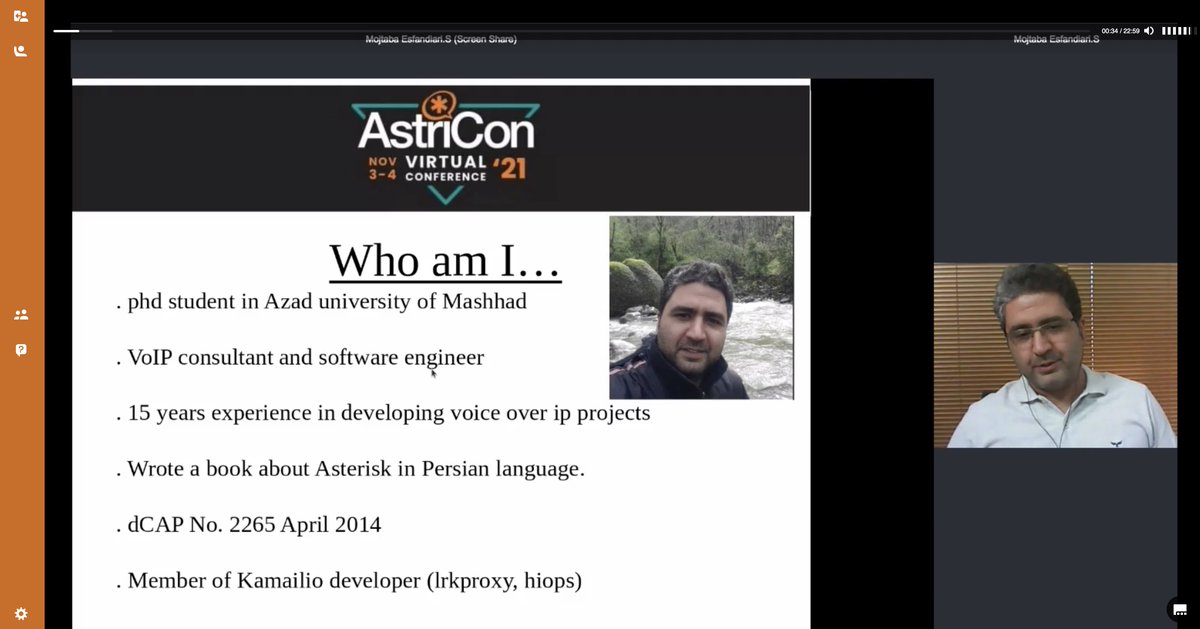 astricon's tweet photo. .@MespioS's presentation on #Asterisk &amp; LRKProxy is just getting started now at https://t.co/2MCQHW9FMj #AstriCon2021 #AstriCon https://t.co/ovXI2Vc1NB