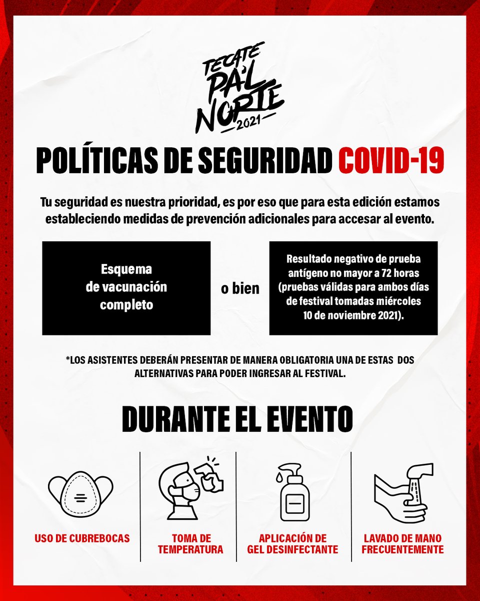 Nos emociona poder reencontrarnos este próximo 12 y 13 de noviembre y queremos darte la mejor experiencia. 

Hemos trabajado en conjunto con las autoridades para implementar las siguientes políticas y medidas de prevención para ingresar al festival.