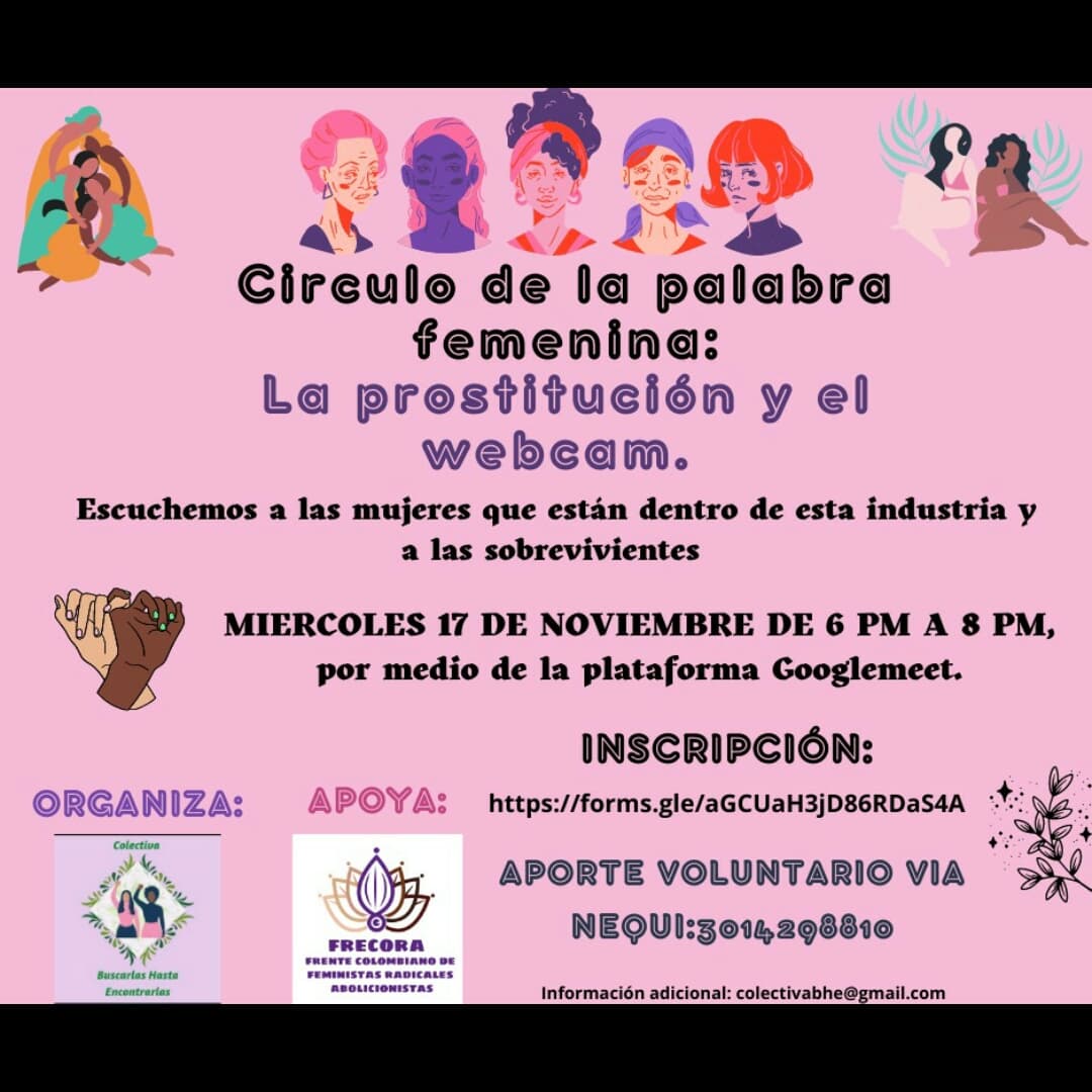 _frecora_'s tweet photo. Saludos amorosos y radicales para todas 💞

Queremos extenderles la invitación a este círculo de la palabra en el que nos propondremos a escuchar las experiencias de mujeres dentro de la industria del webcam. Este espacio es organizado por la @colectivabhe Colectiva (+) https://t.co/j8h8SpDn6Z