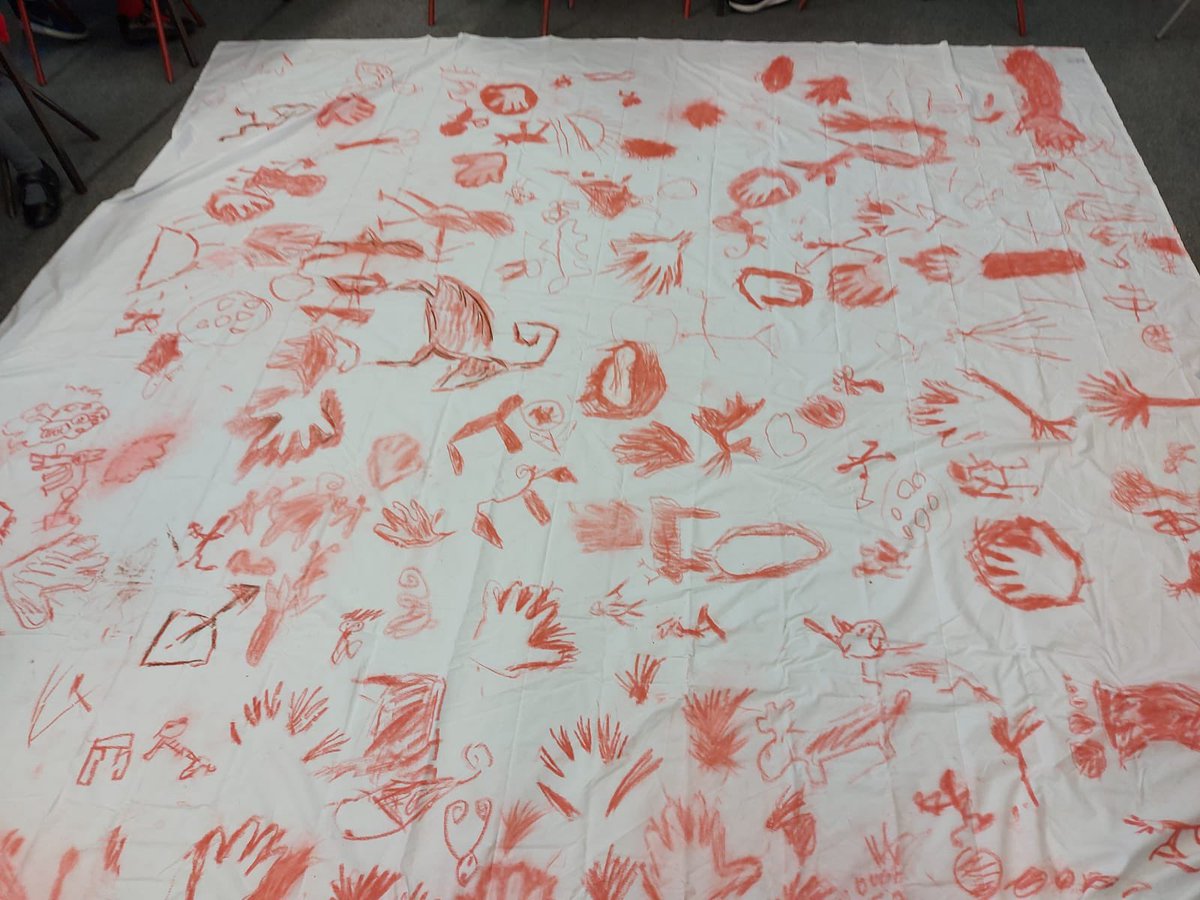 CCJacademy's tweet photo. As part of their brand new @The_IPC topic, Scavengers and Settlers, Year 3 have had fun creating giant cave painting style art on large sheets of fabric.

These amazing pieces of art look fantastic and we cannot wait to hang them on display! 

Well done Year 3 👏🏽 https://t.co/FUf6hN0E6T