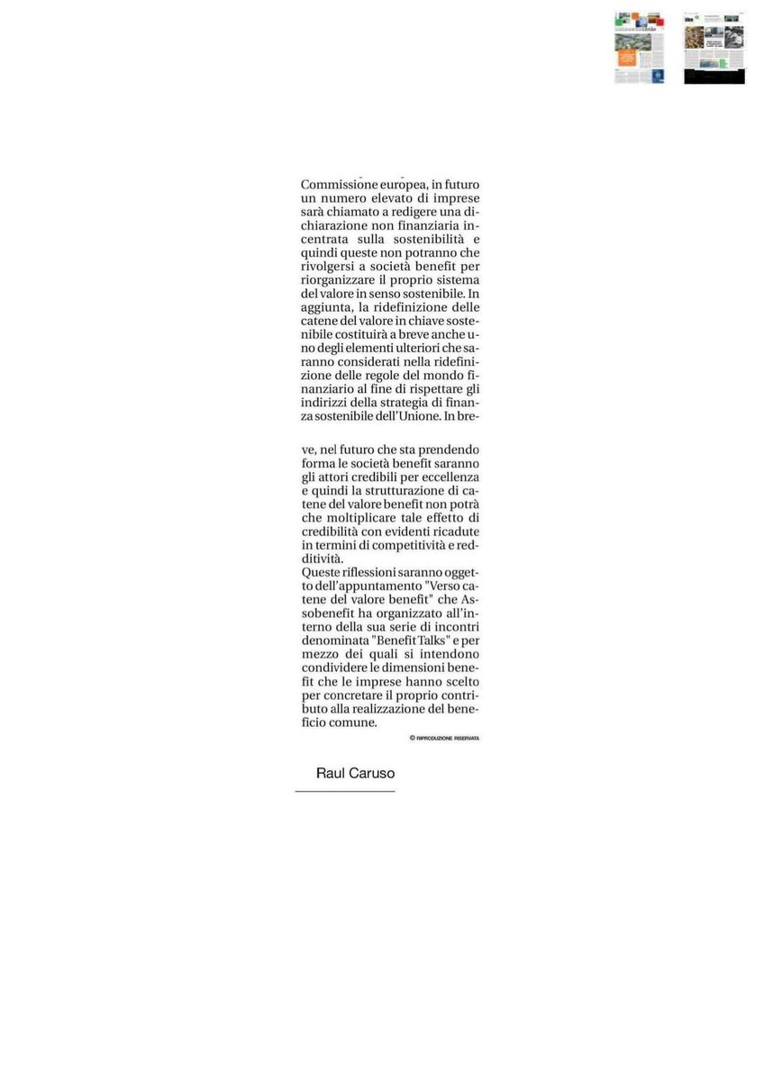 “Le #societàbenefit lavorano perché vadano a strutturarsi vere e proprie catene del valore benefit”

<a href="/raulcaruso/">Raul Caruso</a> per L'economia civile

"Verso la creazione di catene del valore" è il prossimo #BenefitTalk sulle #dimensionibenefit riservato ai soci
Info: segreteria@assobenefit.org