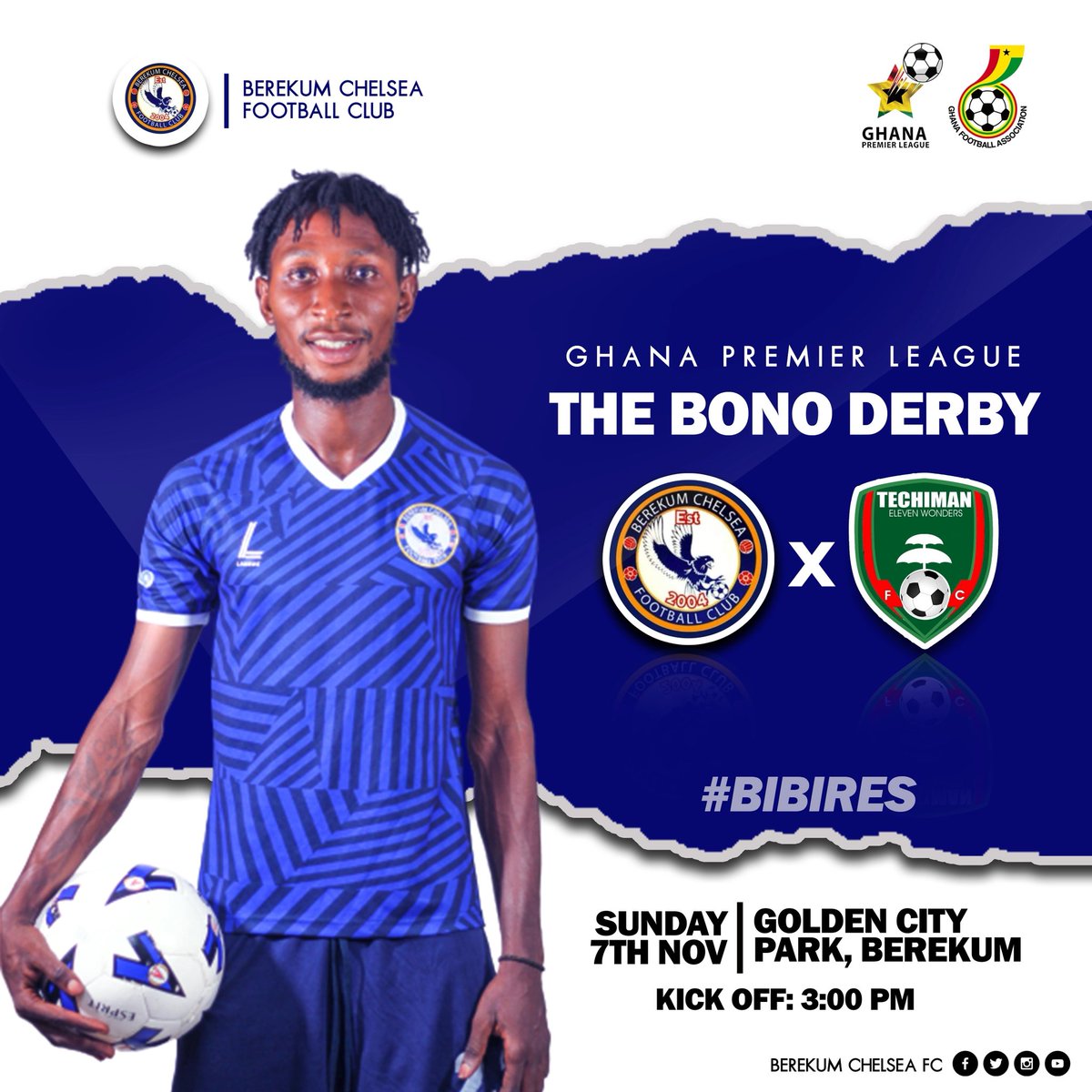 BerekumChelseaF's tweet photo. Up next: Bono Derby  🔜

#Bibires! 🔵⚪️ #BkcfcWonders https://t.co/80gXc9GOj2