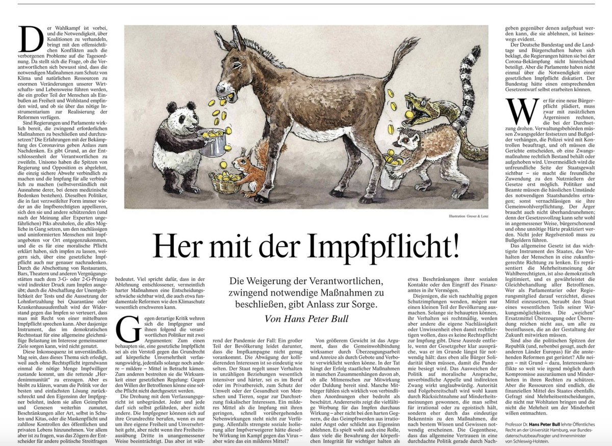Peter Dabrock (@just_ethics) on Twitter photo Her mit der #Impfpflicht! Provozierende Thesen von Hans Peter Bull in <a href="/FAZ_NET/">Frankfurter Allgemeine gesamt</a>, die mich (mehr als gedacht) ins Grübeln gebracht haben. Die Gründe sind stark angesichts die dramatischen Folgen der #Impfverweigerung in #VierteWelle
t1p.de/lrje Her mit der #Impfpflicht! Provozierende Thesen von Hans Peter Bull in <a href="/FAZ_NET/">Frankfurter Allgemeine gesamt</a>, die mich (mehr als gedacht) ins Grübeln gebracht haben. Die Gründe sind stark angesichts die dramatischen Folgen der #Impfverweigerung in #VierteWelle
t1p.de/lrje