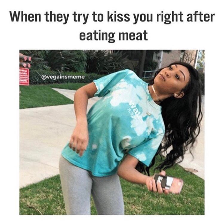 afrovegnsociety's tweet photo. Nuh uh, you betta back up! 🤣😂🤢😷
⠀
Who else has been put in a situation like this before?? Let us know down below!!
⠀
Meme from @vegainsmeme 
#pleasedont #ineedsomespace #youthought #afrovegansociety https://t.co/HmLxW5oxRb