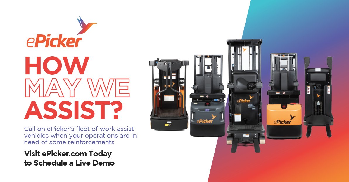 ePickerLifts's tweet image. Every operation is working to stay on top of the overwhelming demand on the supply chain. ePicker can help build a fleet of warehouse vehicles to support your business. Let us know how we can help #ePicker #supplychainmanagemment #supplychain #warehousefleet