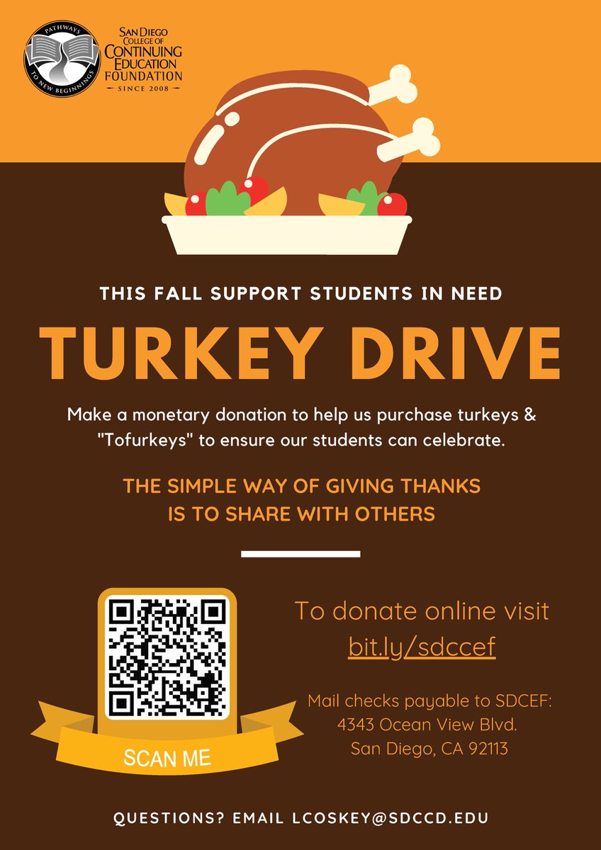Thinking of others as we come into the holidays. Please give a little (or a lot) to make a difference. <a href="/SDCCEEDU/">San Diego College of Continuing Education</a> @ChancellorSDCCD <a href="/SDCCEOutreach/">SDCCE Outreach</a>