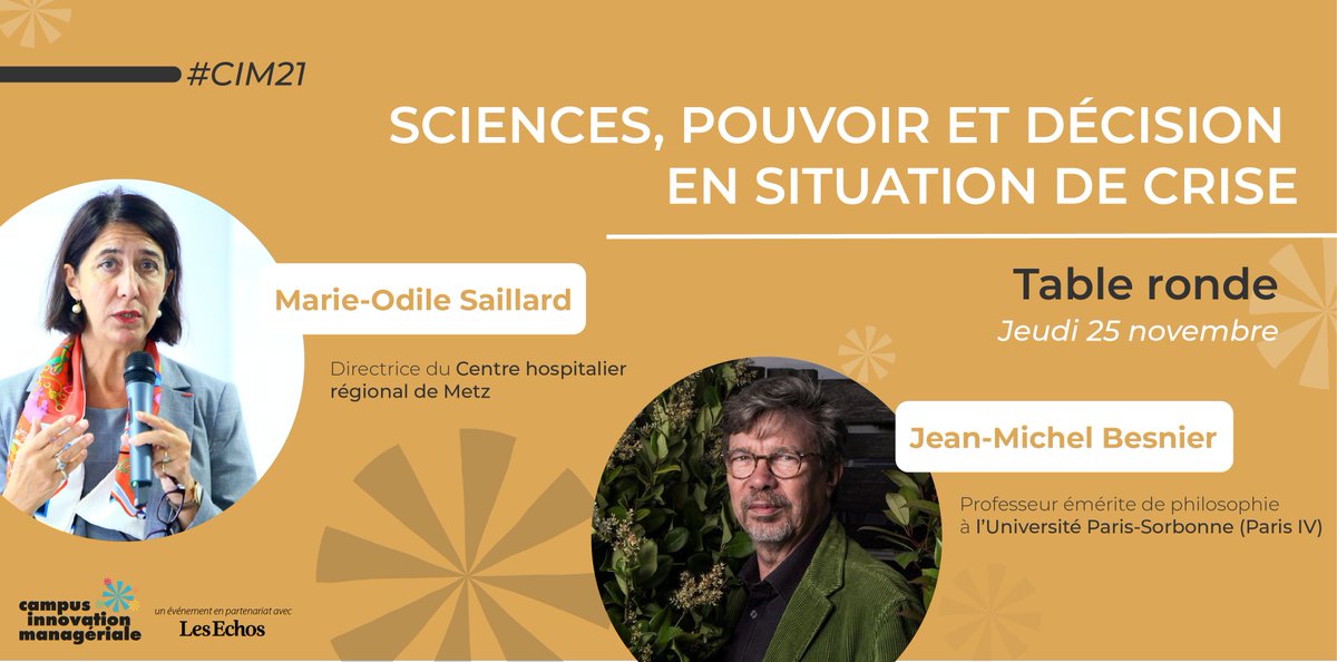 Sociodynamique's tweet photo. Retrouvez un des 1er décideurs confrontés à la crise sanitaire, la DG du CHR Metz-Thionville, et un philosophe pour décortiquer la crise de la #covid qui interroge la relation #science / #décision lors du #CIM21

Billetterie 👉 https://t.co/vVfp2sJvkv

#CampusIm #management https://t.co/hZvOxyyY4Z