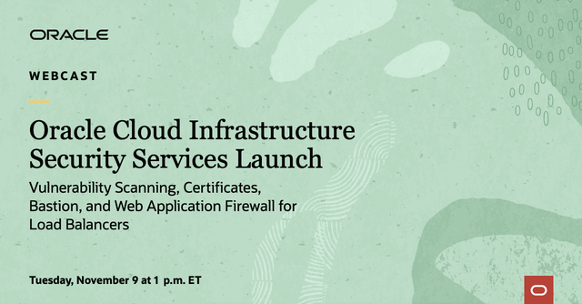 hermansd's tweet photo. .@OracleCloud Infrastructure is expanding its #security services! Join this webcast on Nov 9 to see how customer @MotoSolutions has secured its workloads in the #cloud: https://t.co/99lpJ36Vzo https://t.co/lcFWIon4Fp